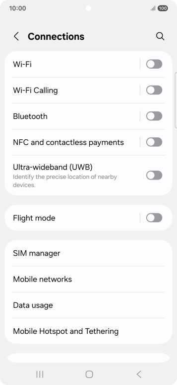 Press Mobile Hotspot and Tethering. Press Mobile Hotspot and Tethering.