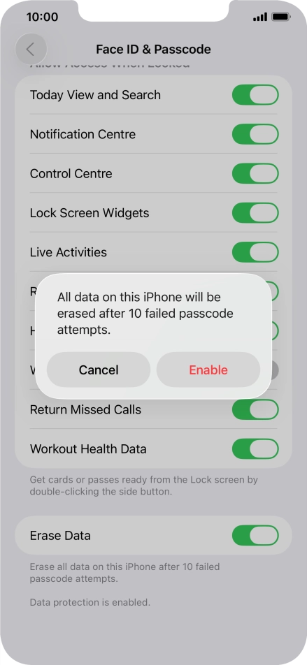 If you turn on the function, press Enable. If you turn on the function, press Enable.