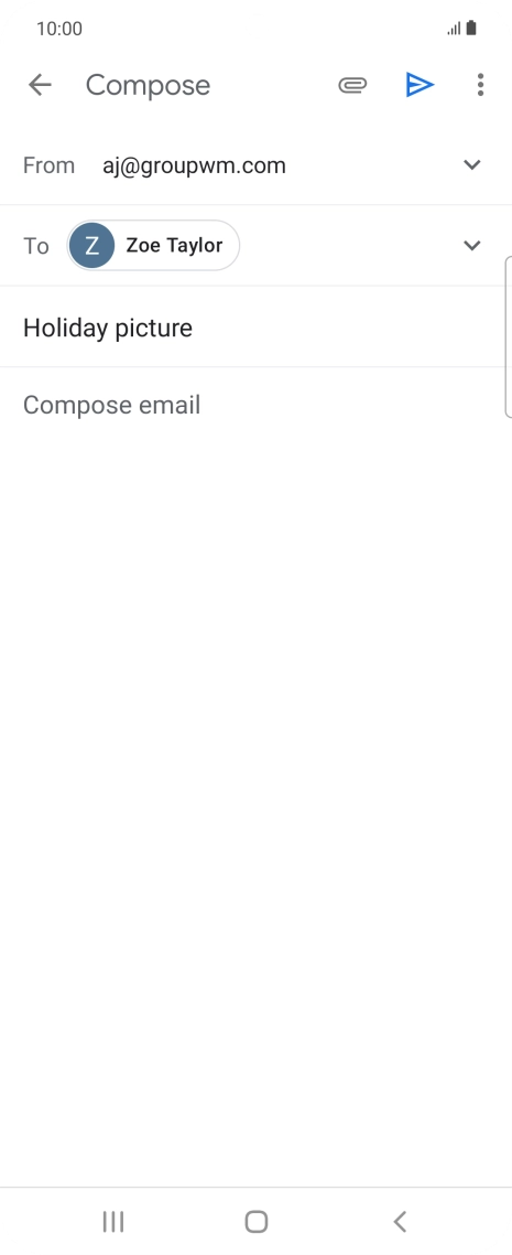 Press the text input field and write the text for your email. Press the text input field and write the text for your email.