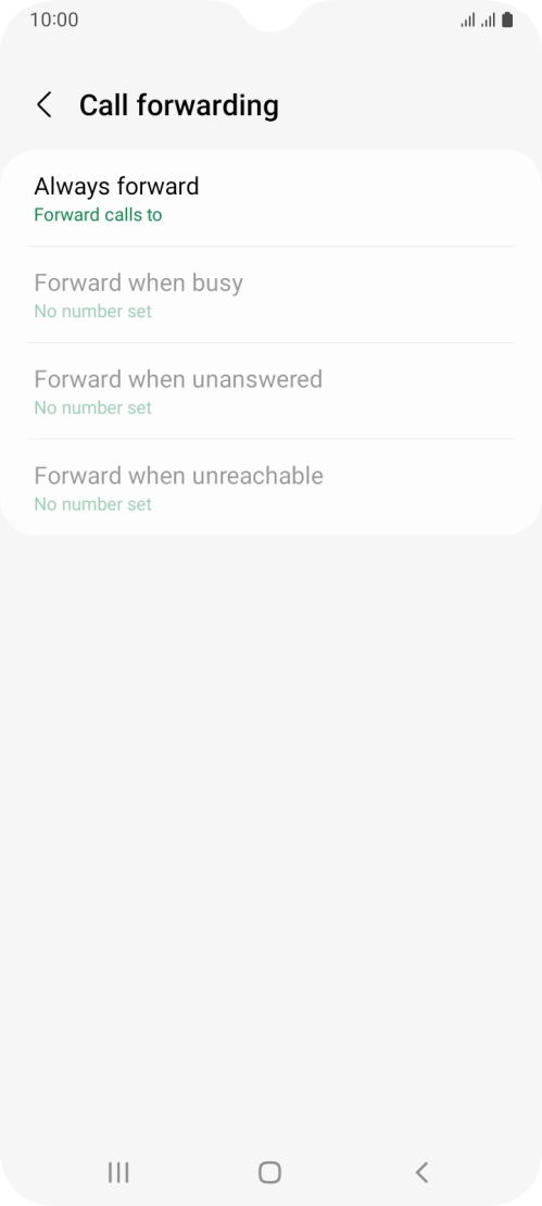 Press the required divert type. Press the required divert type.