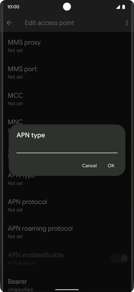 Key in default and press OK. Key in default and press OK.