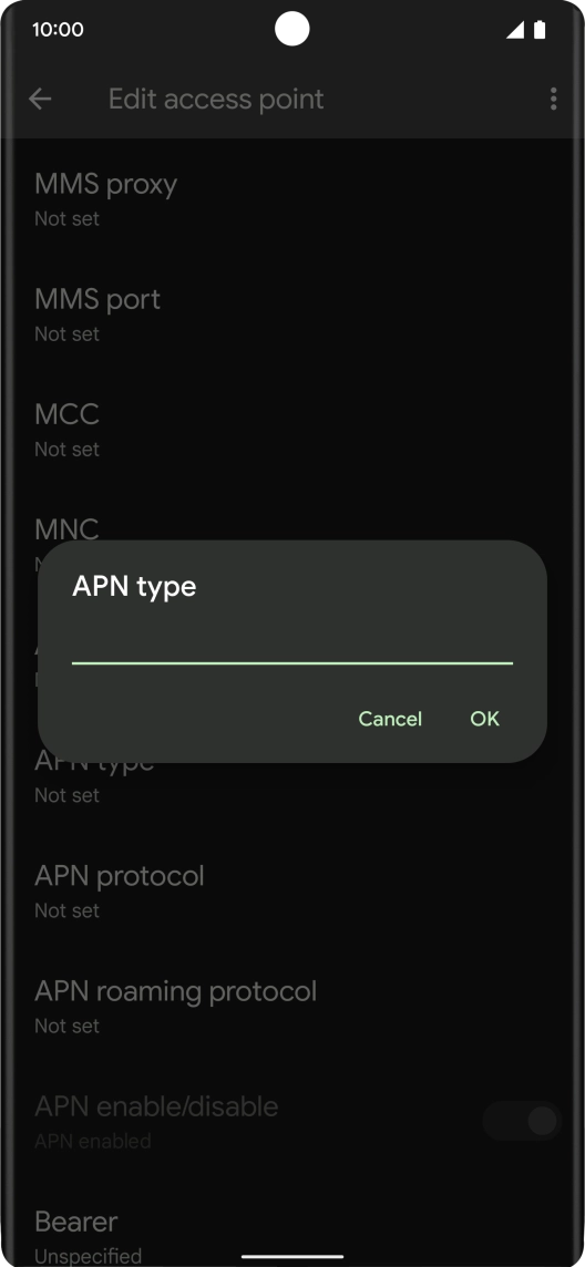 Key in default and press OK. Key in default and press OK.