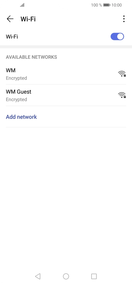 Press the required Wi-Fi network. Press the required Wi-Fi network.