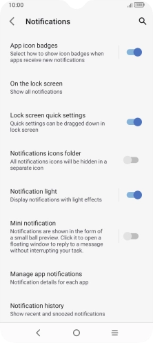 Press Manage app notifications. Press Manage app notifications.