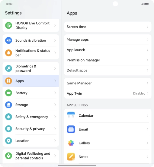 Press Manage apps. Press Manage apps.