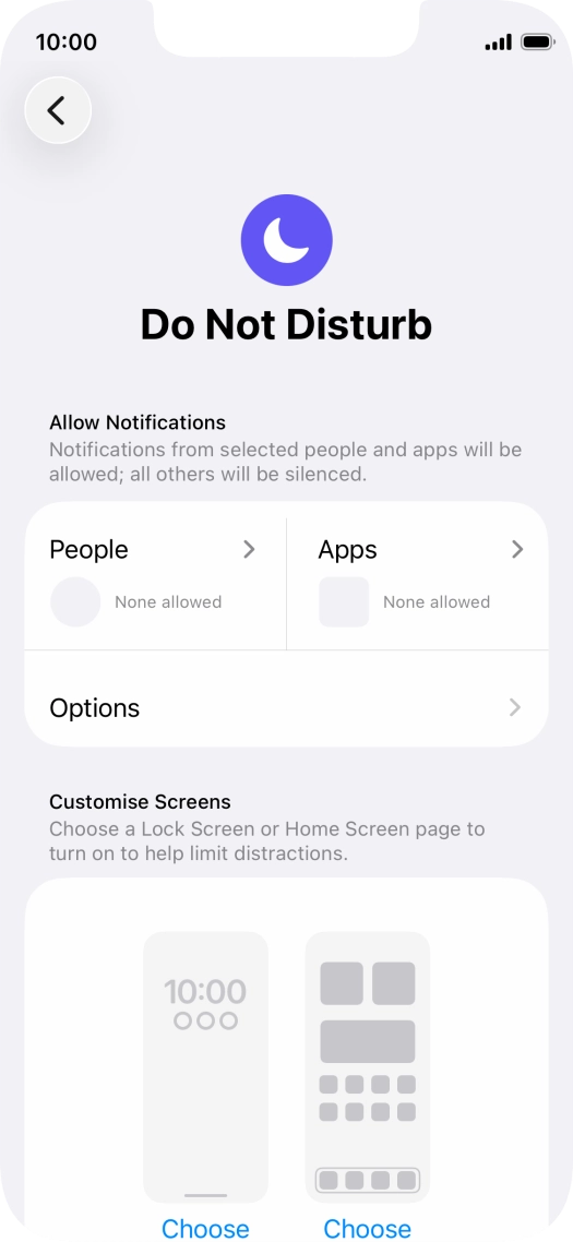 Press People and follow the instructions on the screen to select which contacts you would like to receive calls and notifications from when Do Not Disturb is turned on. Press People and follow the instructions on the screen to select which contacts you would like to receive calls and notifications from when Do Not Disturb is turned on.