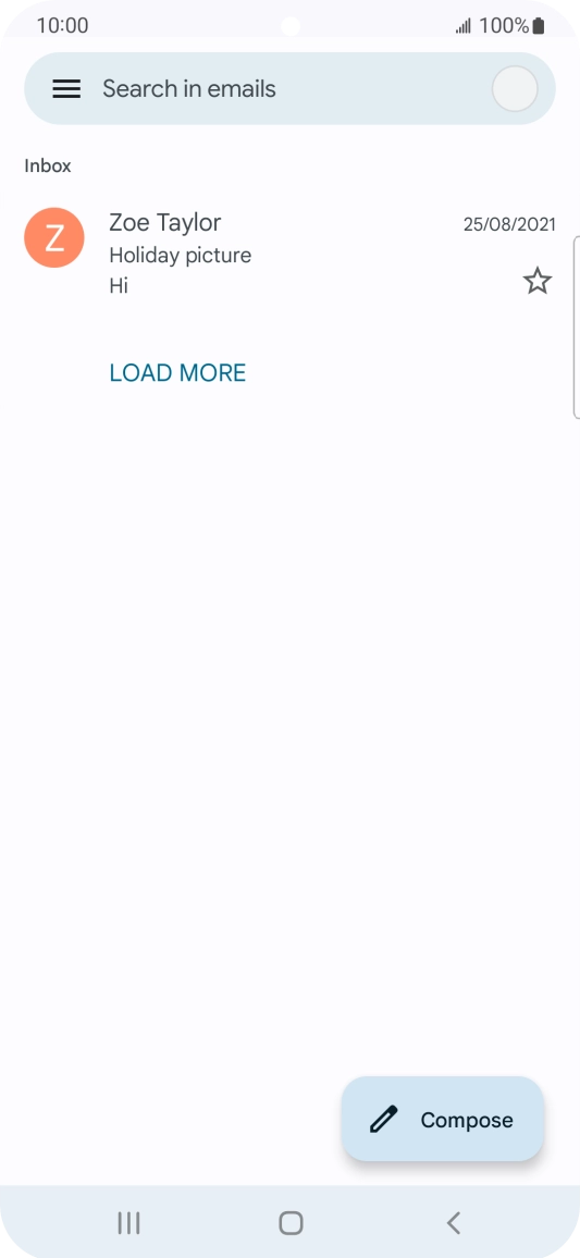 Press the email account icon. Press the email account icon.