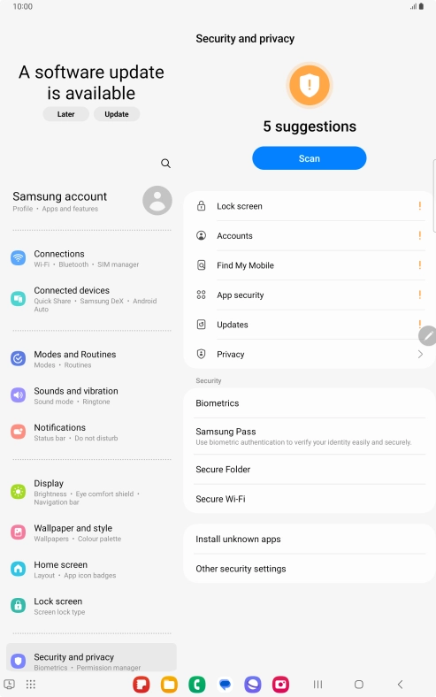 Press Other security settings. Press Other security settings.