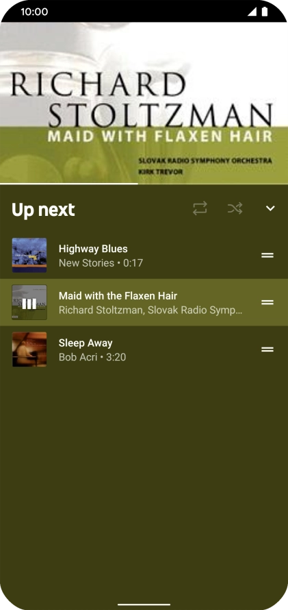 Press the repeat icon to turn the function on or off. Press the repeat icon to turn the function on or off.