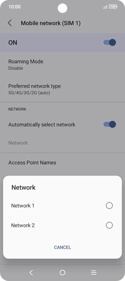 Press the required network. Press the required network.