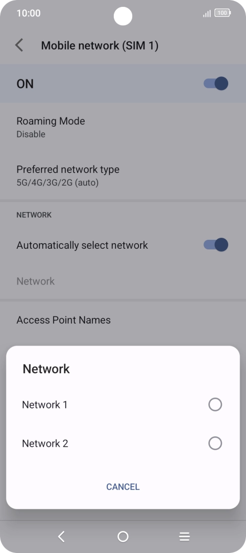 Press the required network. Press the required network.