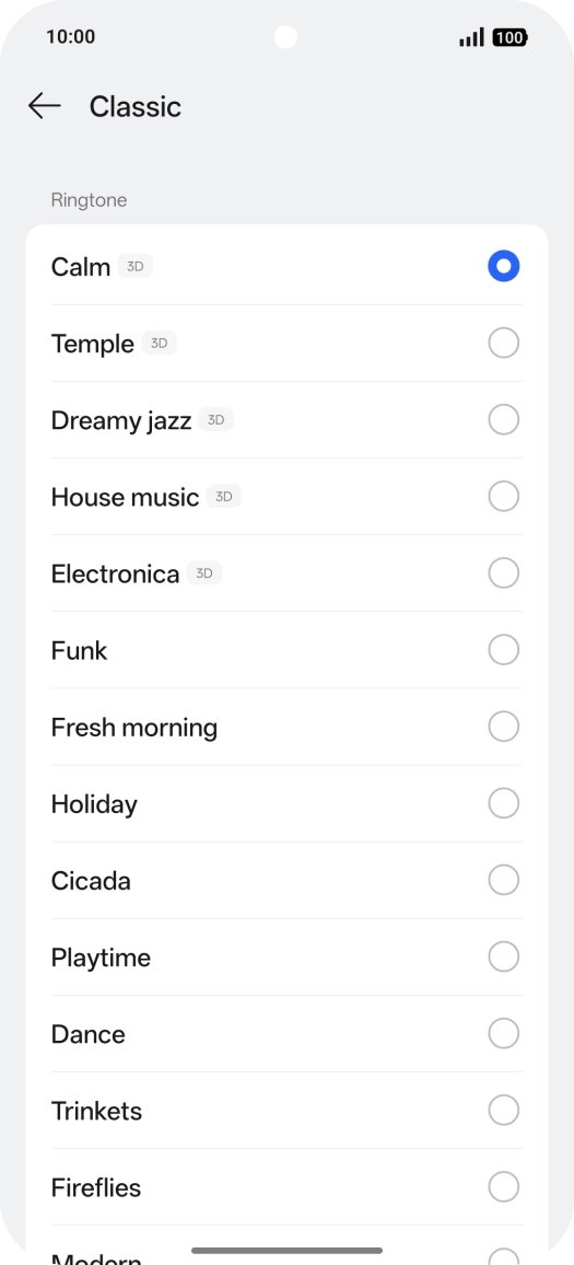 Press the required ring tones to hear them. Press the required ring tones to hear them.