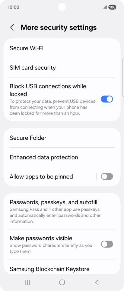 Press SIM card security. Press SIM card security.