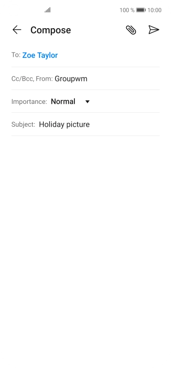 Press the text input field and write the text for your email. Press the text input field and write the text for your email.