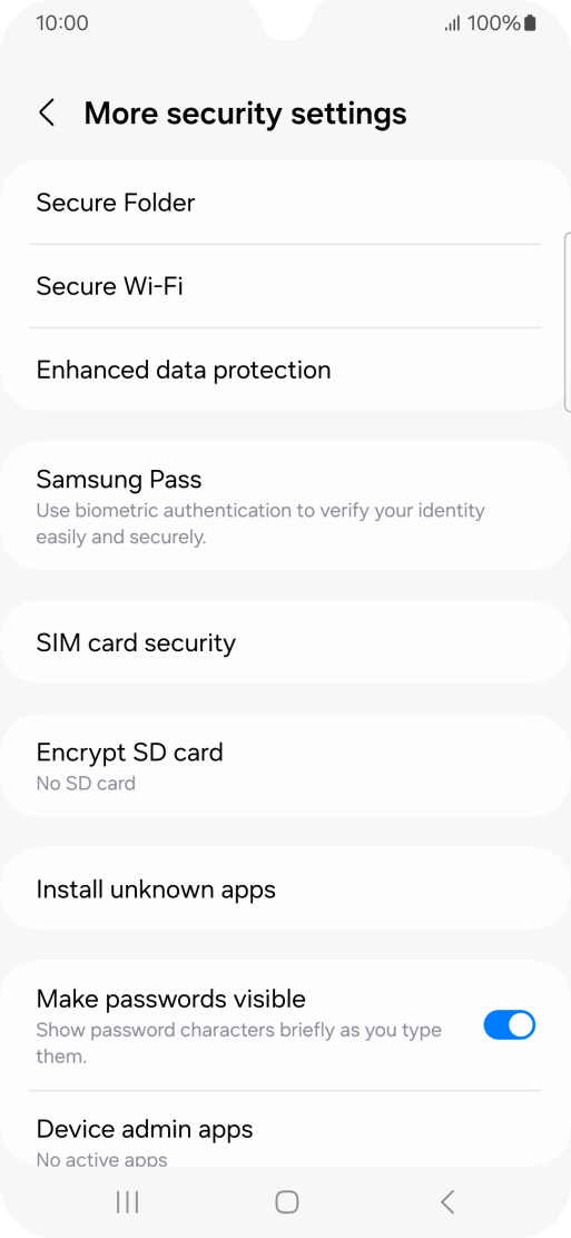Press SIM card security. Press SIM card security.