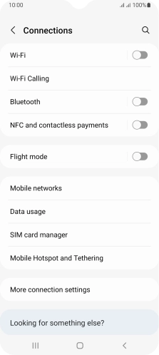 Press Mobile Hotspot and Tethering. Press Mobile Hotspot and Tethering.