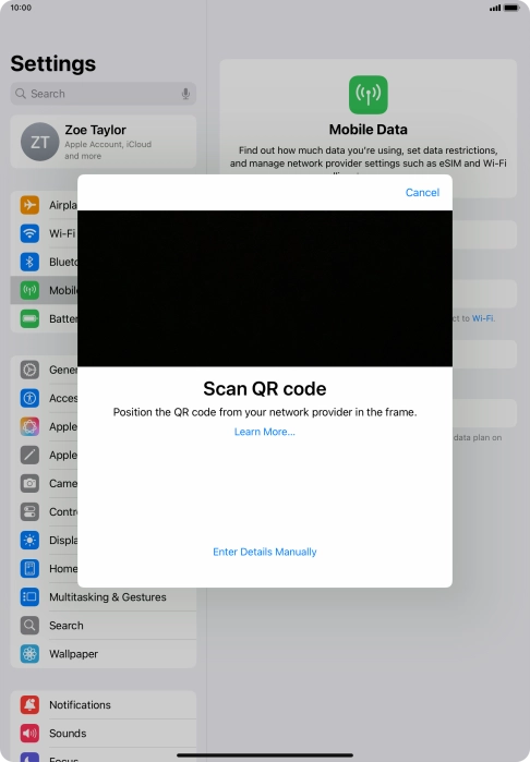 Place the QR code you've received inside the tablet camera frame to scan the code. Place the QR code you've received inside the tablet camera frame to scan the code.