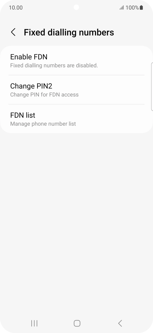 Press Enable FDN. Press Enable FDN.
