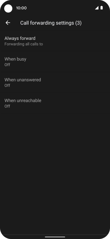 Press the required divert type. Press the required divert type.