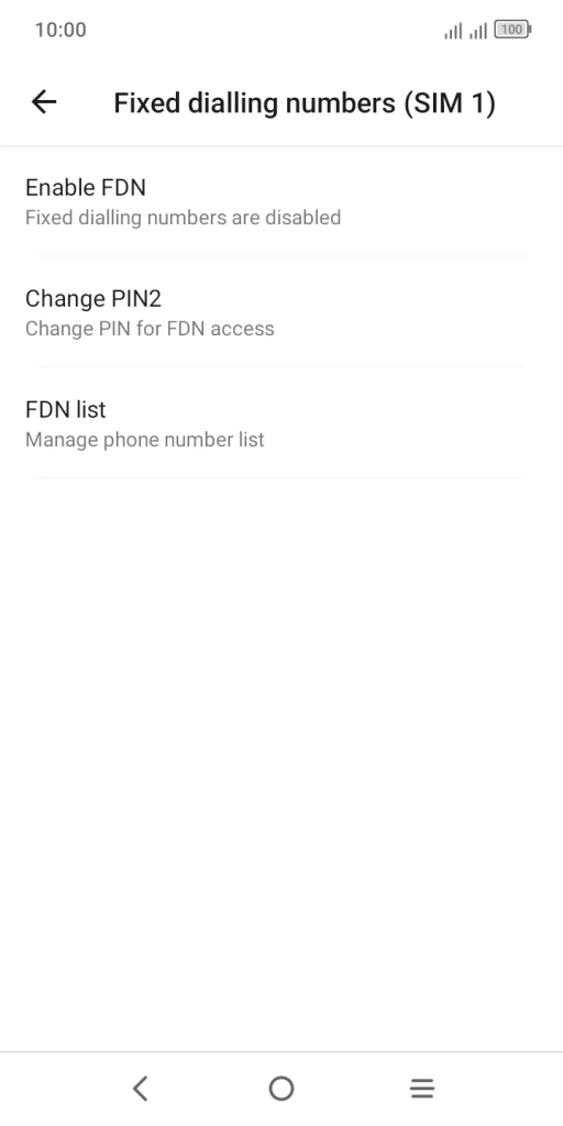 Press Enable FDN. Press Enable FDN.