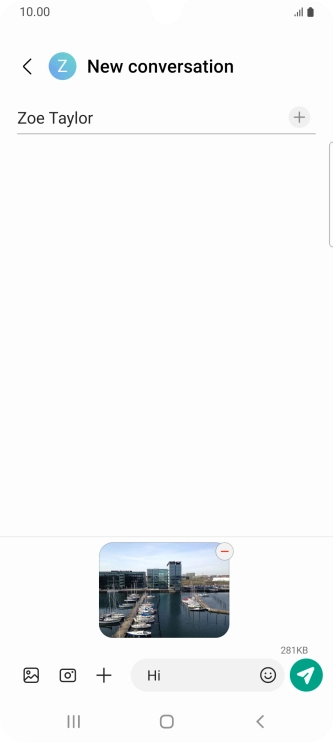 Press the send icon when you've finished your MMS. Press the send icon when you've finished your MMS.