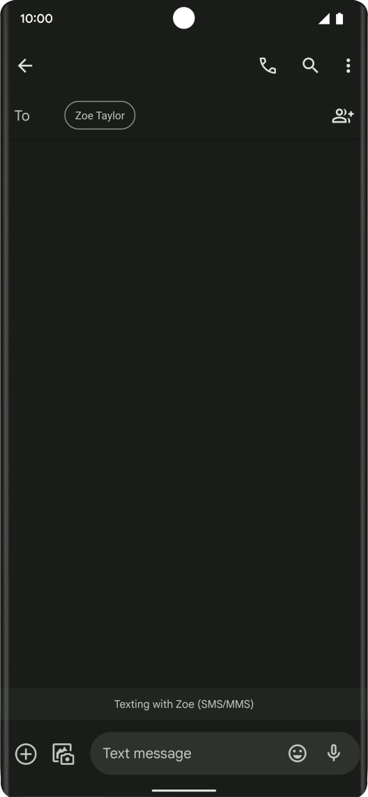 Press the text input field and write the text for your SMS. Press the text input field and write the text for your SMS.