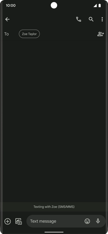 Press the text input field and write the text for your SMS. Press the text input field and write the text for your SMS.