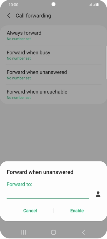 Key in +447953222222 and press Enable. Key in +447953222222 and press Enable.