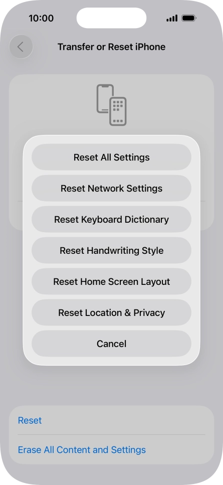 Press Reset All Settings. Press Reset All Settings.