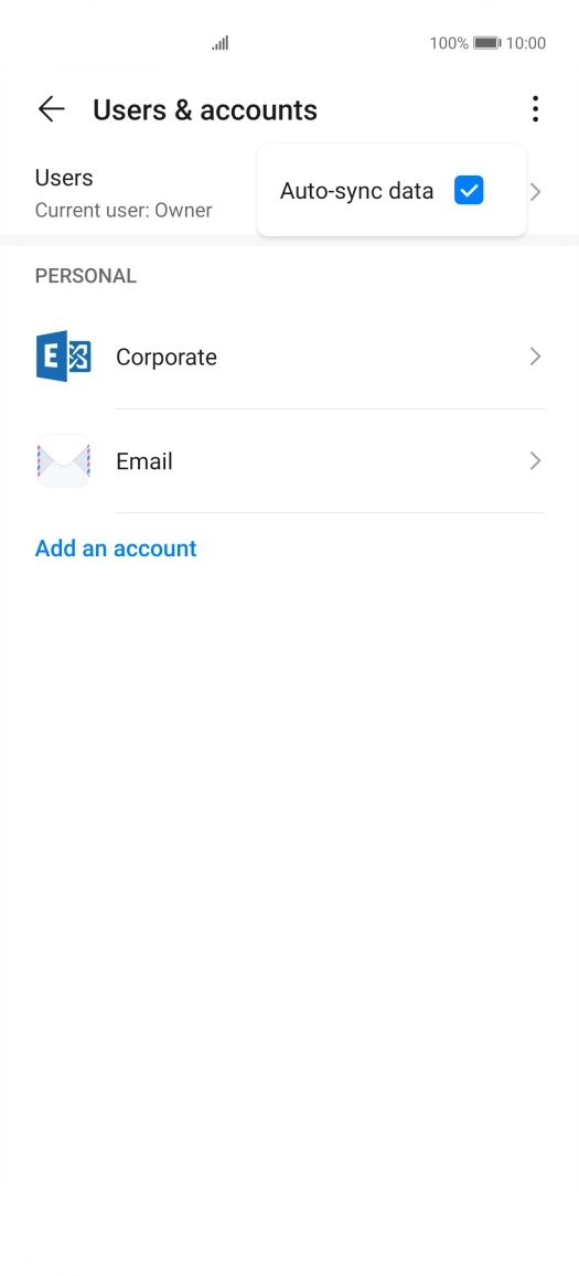 Press Auto-sync data to turn the function on or off. Press Auto-sync data to turn the function on or off.
