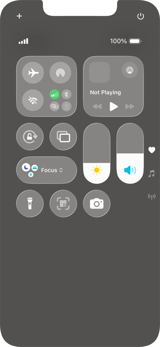 Press the flight mode icon to turn the function on or off. Press the flight mode icon to turn the function on or off.