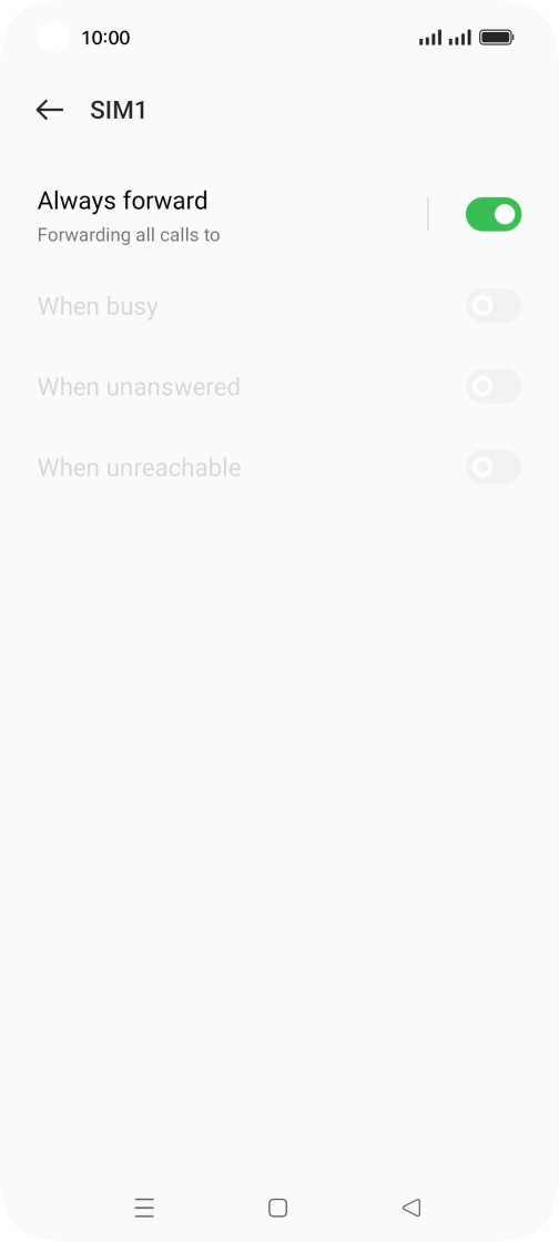 Press the indicator next to the required divert type. Press the indicator next to the required divert type.
