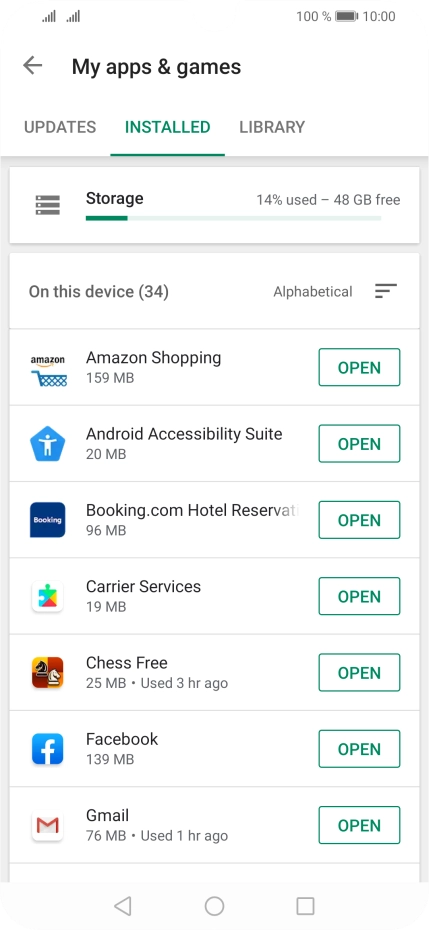Press the required app. Press the required app.