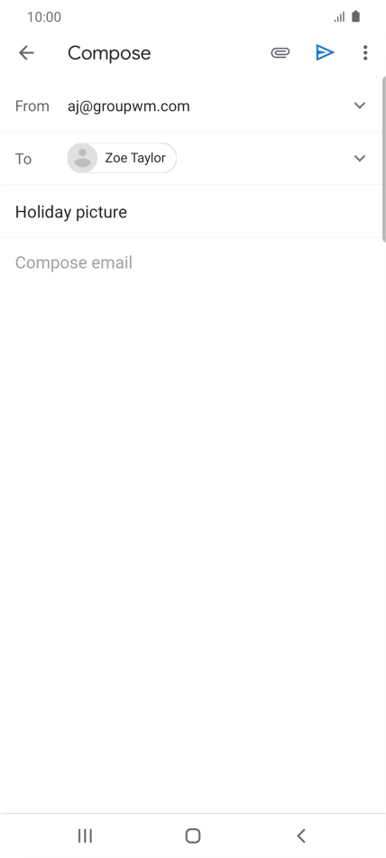 Press the text input field and write the text for your email. Press the text input field and write the text for your email.