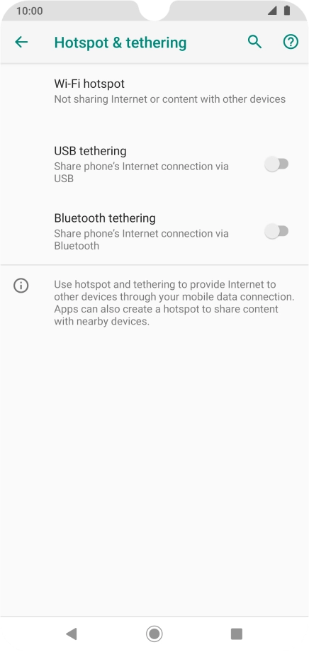 Press Wi-Fi hotspot. Press Wi-Fi hotspot.