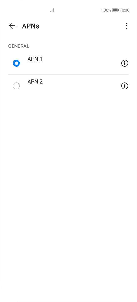 Press the field next to the required data connection to activate it. Press the field next to the required data connection to activate it.