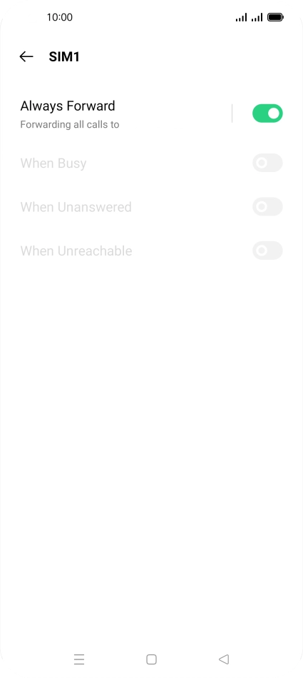 Press the indicator next to the required divert type. Press the indicator next to the required divert type.