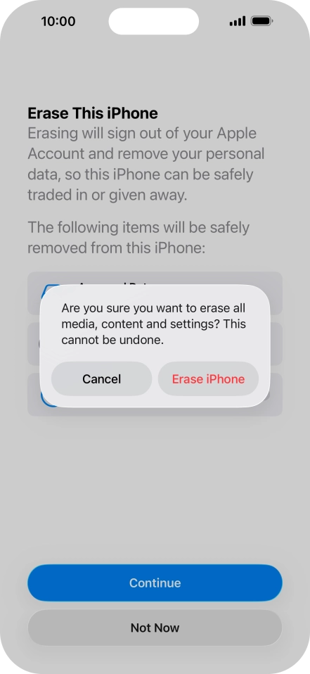 Press Erase iPhone. Press Erase iPhone.
