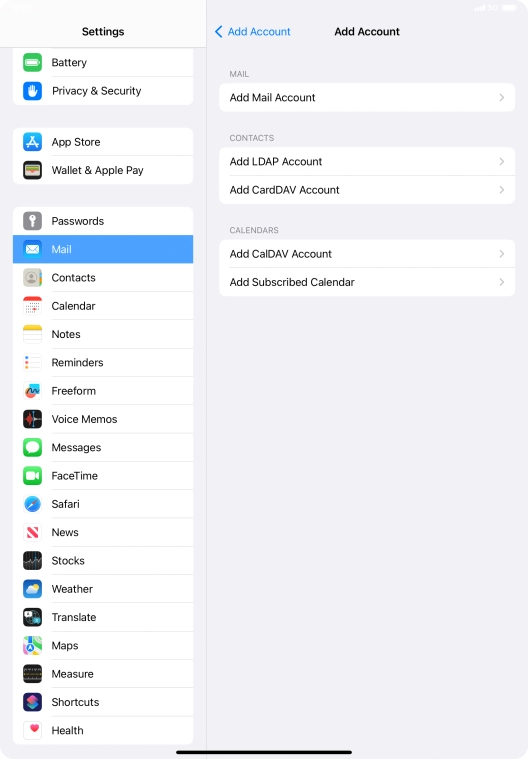 Press Add Mail Account. Press Add Mail Account.
