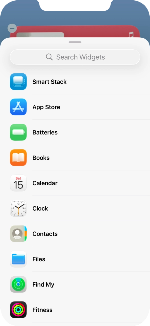 Press the required widget. Press the required widget.