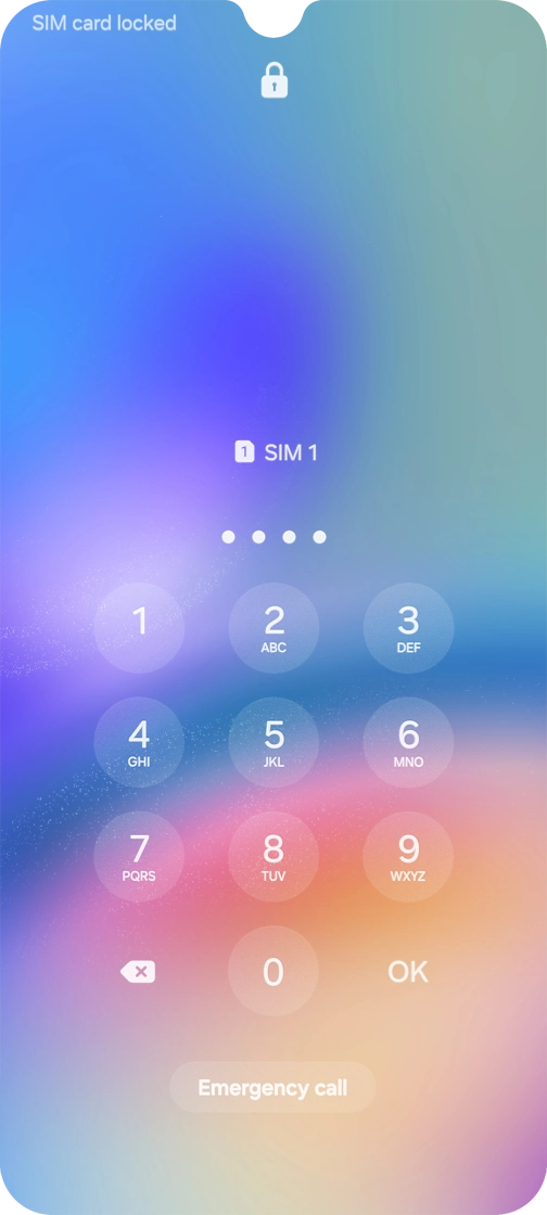 If your SIM is locked, key in your PIN and press OK. The default PIN is 1111. If your SIM is locked, key in your PIN and press OK. The default PIN is 1111.