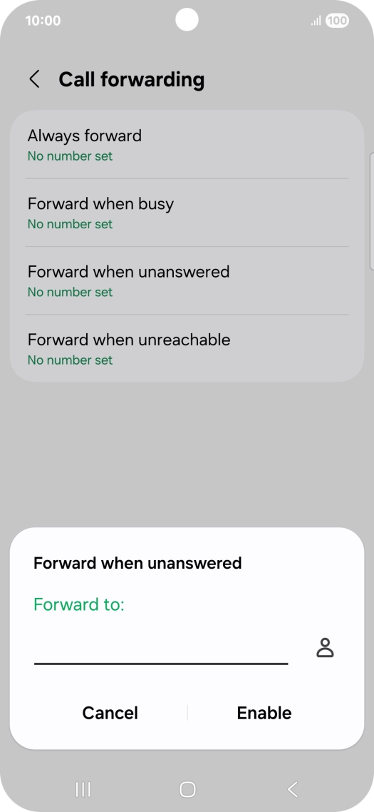 Key in +447953222222 and press Enable. Key in +447953222222 and press Enable.