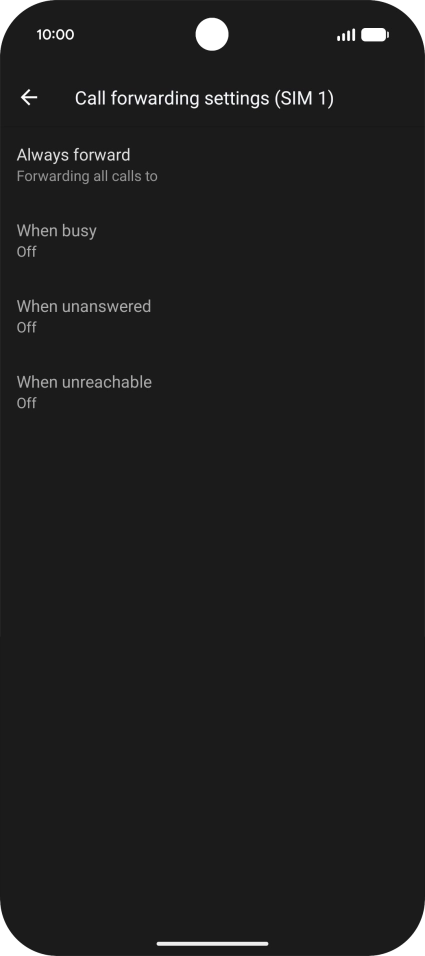 Press the required divert type. Press the required divert type.