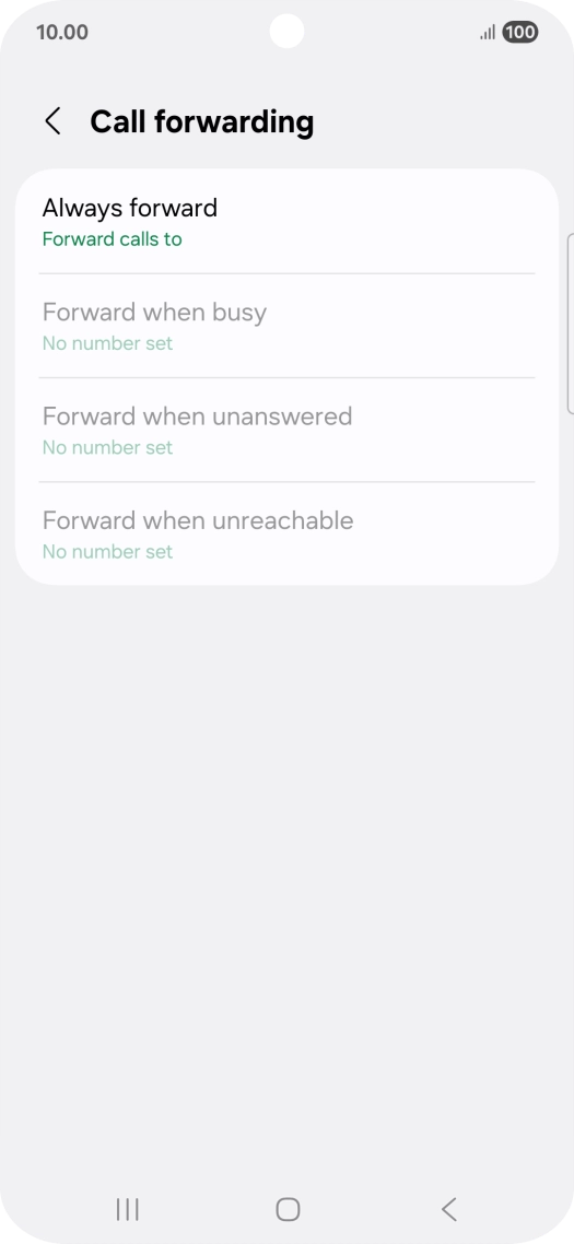 Press the required divert type. Press the required divert type.