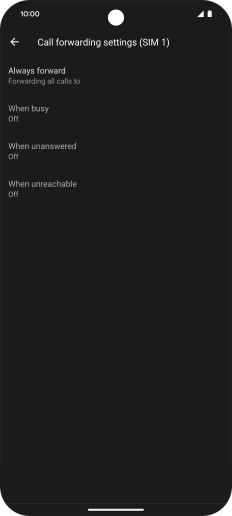 Press the required divert type. Press the required divert type.