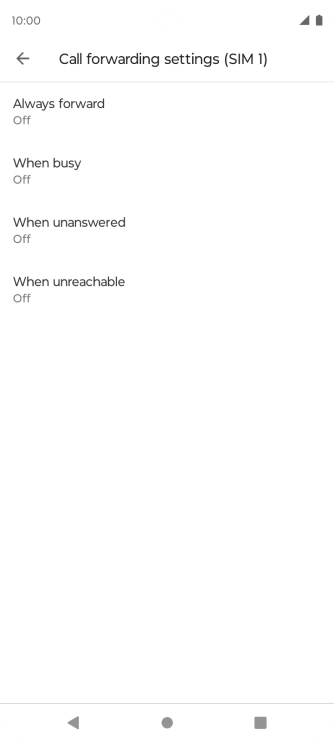 Press the required divert type. Press the required divert type.