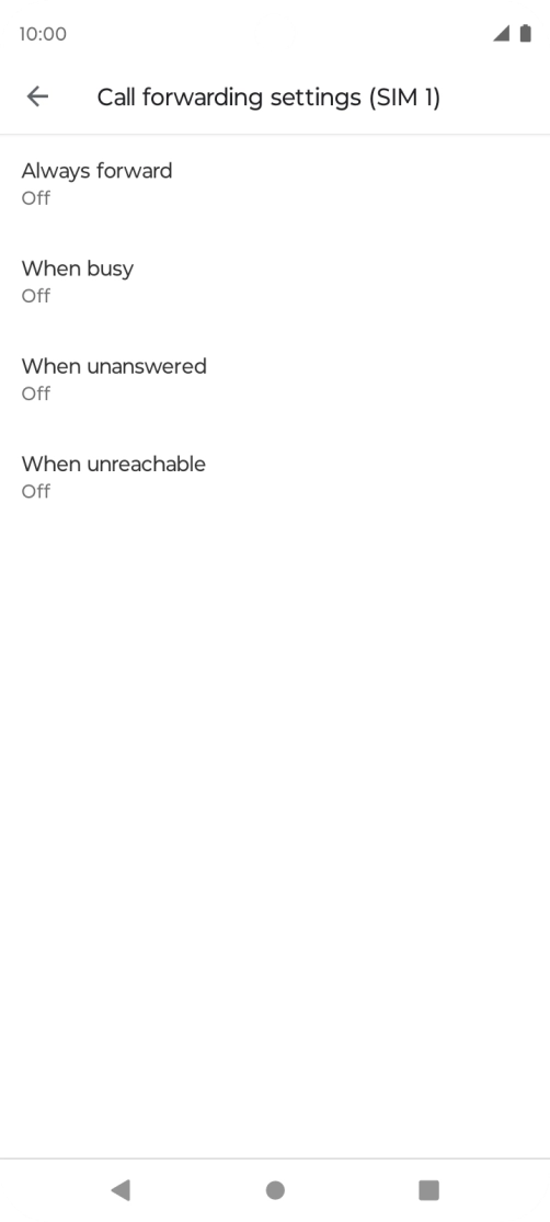 Press the required divert type. Press the required divert type.
