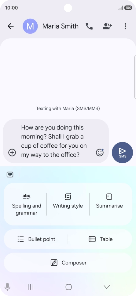 To change the writing style of your text, press Writing style and follow the instructions on the screen to use the function. To change the writing style of your text, press Writing style and follow the instructions on the screen to use the function.