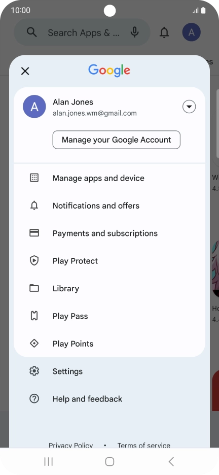 Press Manage apps and device. Press Manage apps and device.
