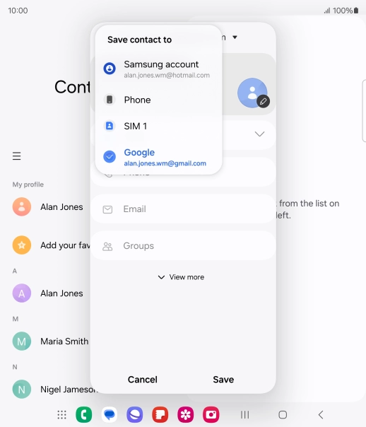 Press the required Google account. Press the required Google account.